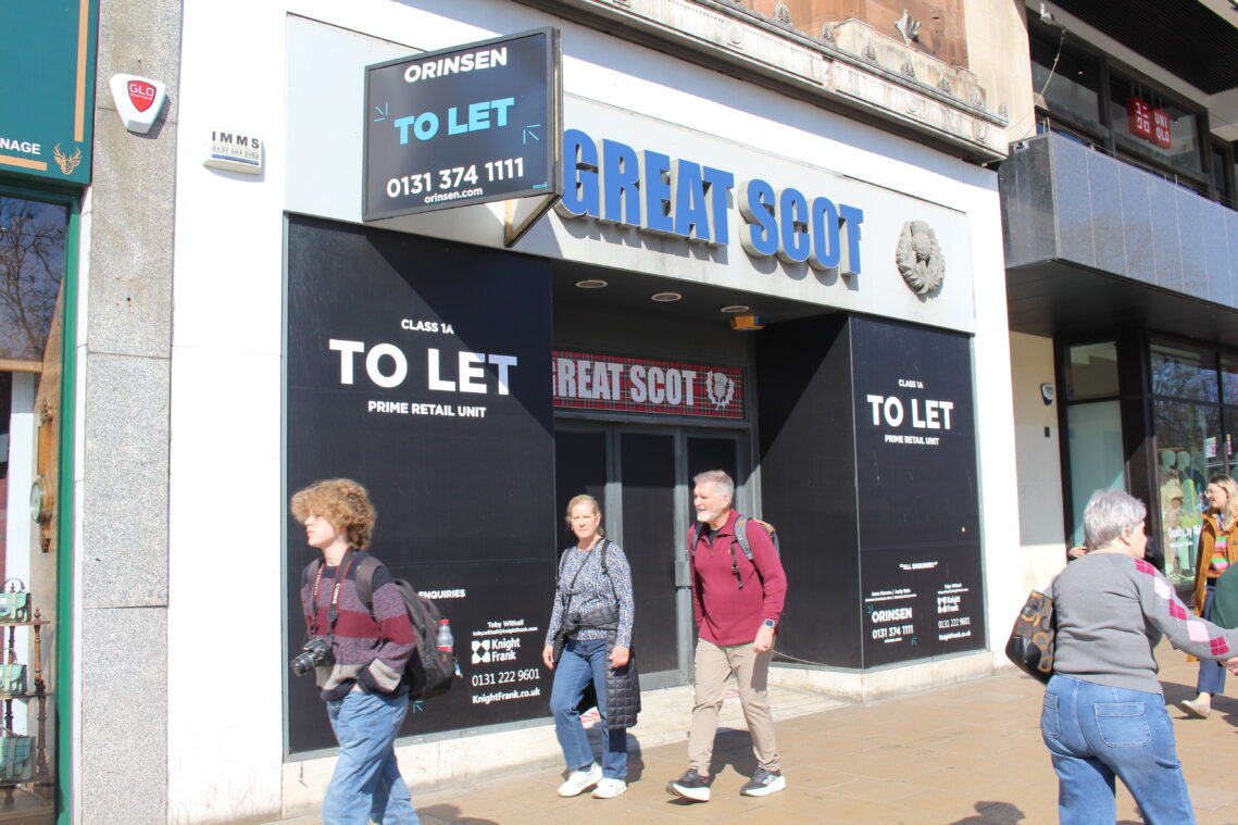 Death of Princes Street, boarded up retail shops and fastfood/low cost shops